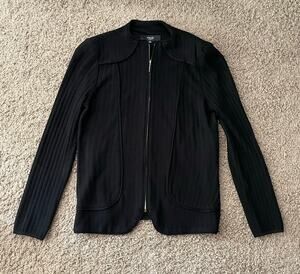 Misook Collection Vintage Black Full Zip Sweater Cardigan Jacket size XS